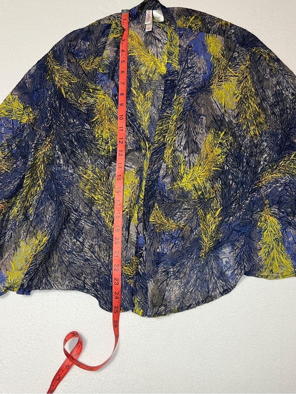Xhilaration Sheer Open Kimono in Blue and Yellow - Picture 4 of 6